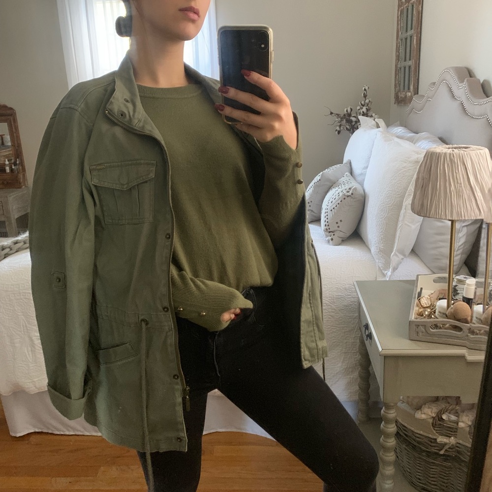 Max Jeans Army Green Canvas Utility Jacket Medium